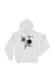 Unisex white hoodie with cat or dog graphic print