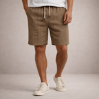 Men's vertical striped shorts with drawstring waist