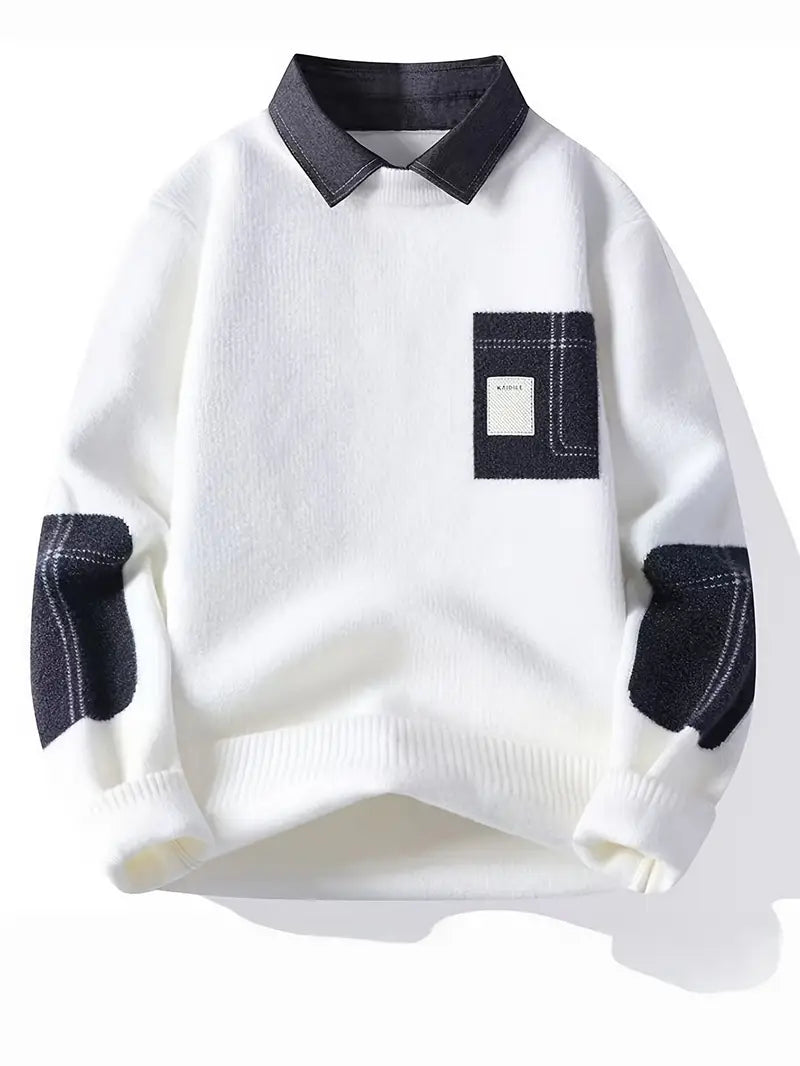 Multicolor geometric turtleneck knit sweater with long sleeves