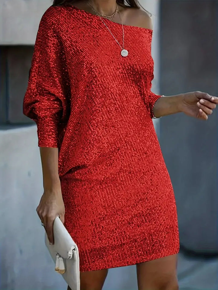 Women's Off-Shoulder Sequin Mini Dress