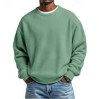 Men's relaxed textured crew neck sweatshirt with long sleeves and ribbed trims
