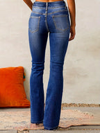 Women's high-rise flare jeans with button fly