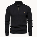 Men's ribbed quarter-zip jumper with a mock neck
