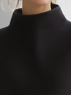 Women's black cropped sweatshirt with mock neck and long sleeves