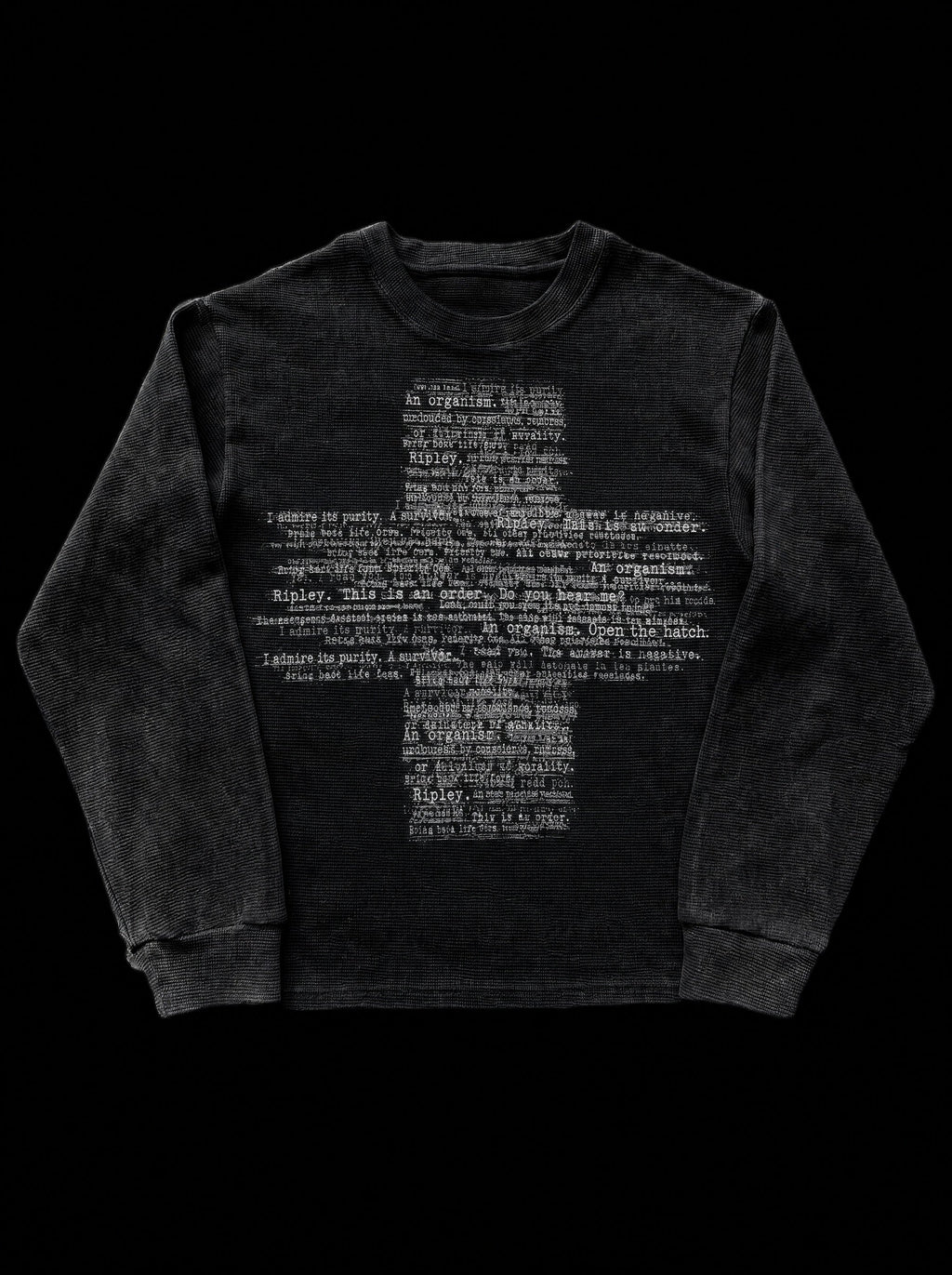 Black alien graphic sweatshirt with crew neck and long sleeves