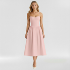 Women's floral corset midi dress with sweetheart neckline and spaghetti straps