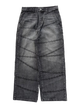 Men's gray denim shorts with chain graphics, belt loops and rear pockets