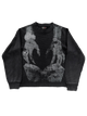 Dark graphic sweatshirt with contrasting front figure design
