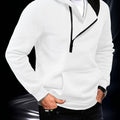 Men's hooded sweatshirt with diagonal zip detail and kangaroo pocket