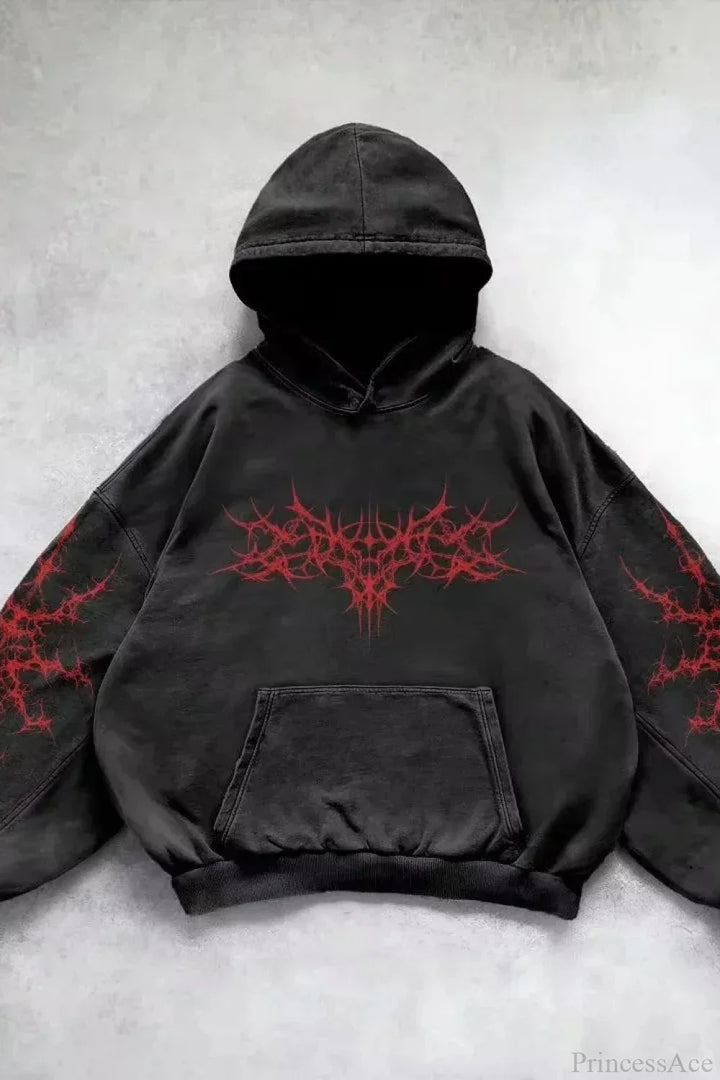 Graphic zip hoodie with hood, long sleeves and front pocket