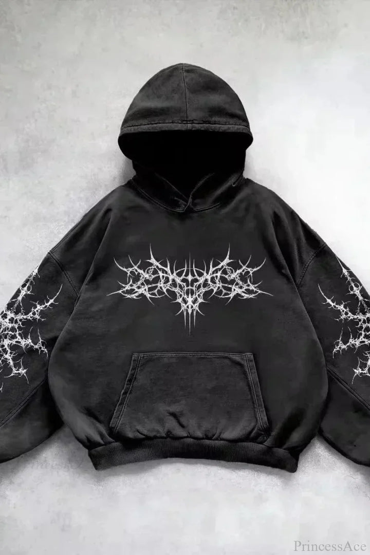 Graphic zip hoodie with hood, long sleeves and front pocket