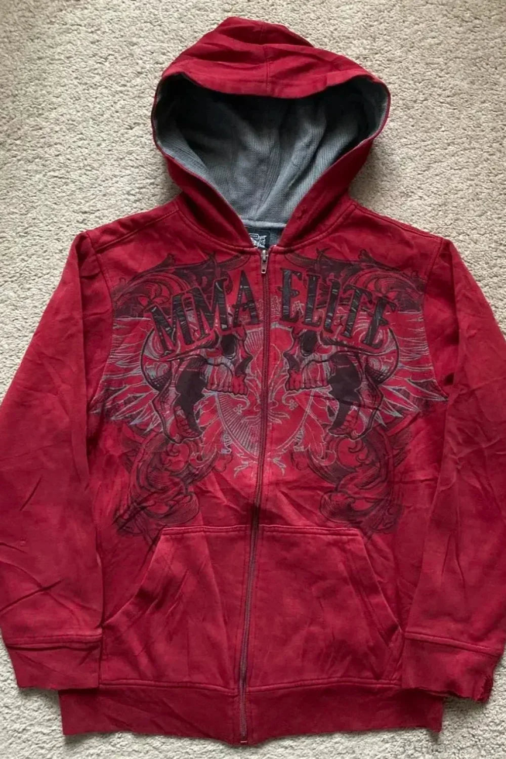 fashion-trend-fleece-padded-zipper-hoodie-red-m-207