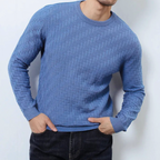 Men's textured crewneck sweatshirt with long sleeves and ribbed trims