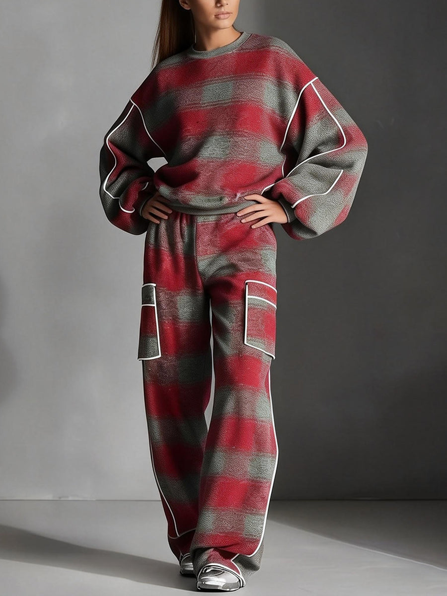 Women's loose striped contrast sweatshirt