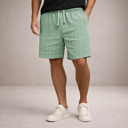 Men's vertical striped shorts with drawstring waist