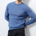 Men's textured crewneck sweatshirt with long sleeves and ribbed trims