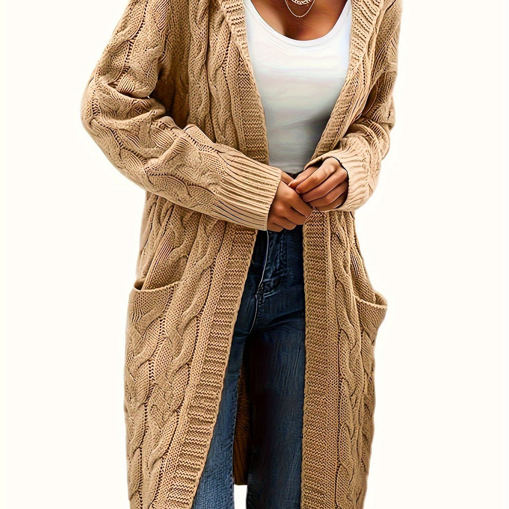 Women's knitted button-front cardigan with long sleeves