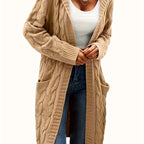 Women's knitted button-front cardigan with long sleeves