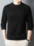 Men's textured crew neck jumper with long sleeves