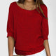 Women's textured knit pullover with round neckline and three-quarter sleeves