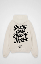 Women's oversized hoodie with Pretty Girls Support Norris back graphic