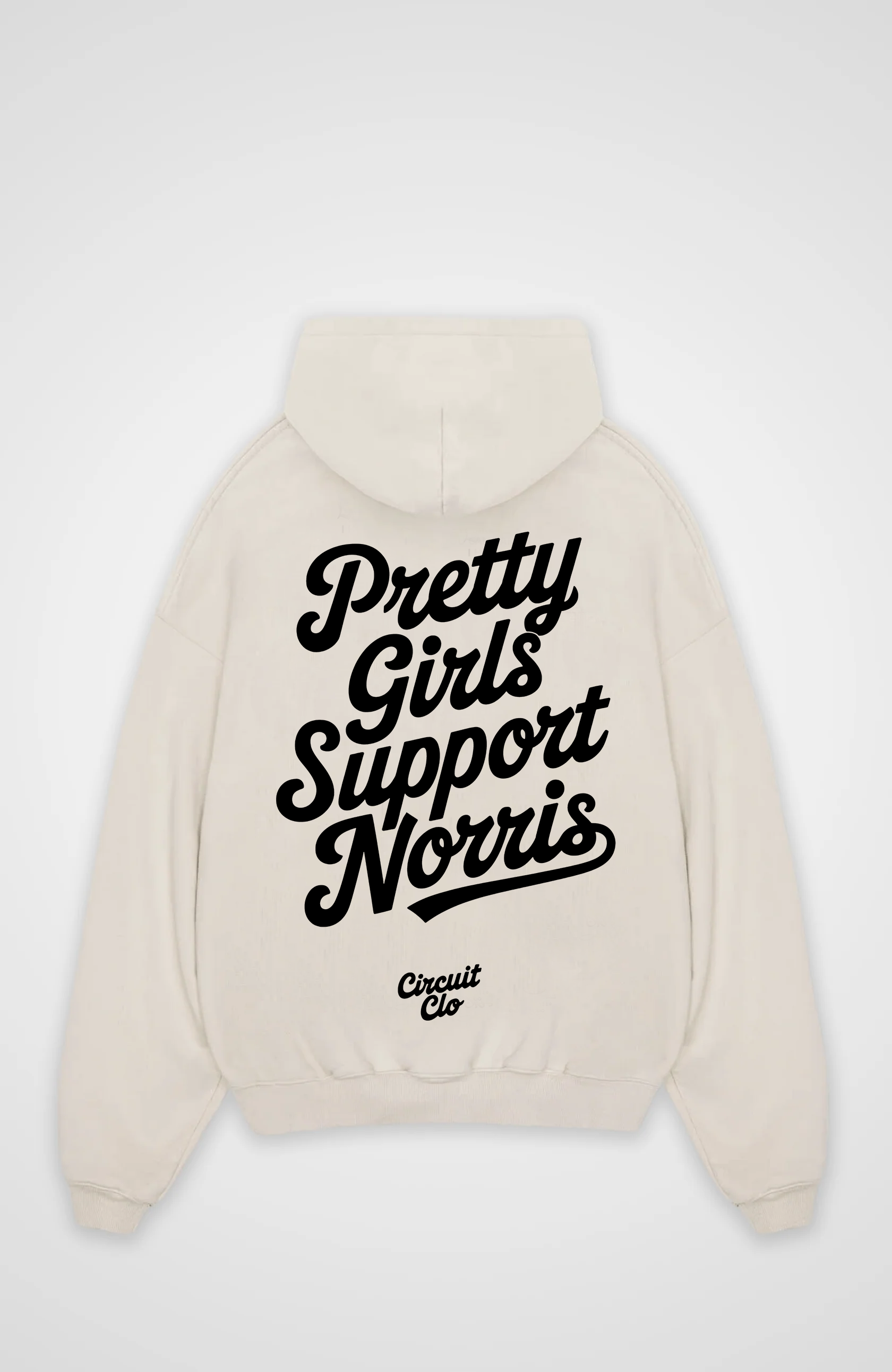 Women's oversized hoodie with Pretty Girls Support Norris back graphic