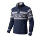Men's Fair Isle Half-Zip Jumper, Reindeer Knit, Christmas