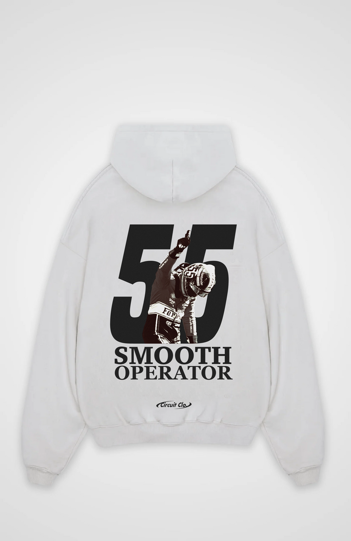 Oversized hoodie with hood and large Smooth Operator back graphic