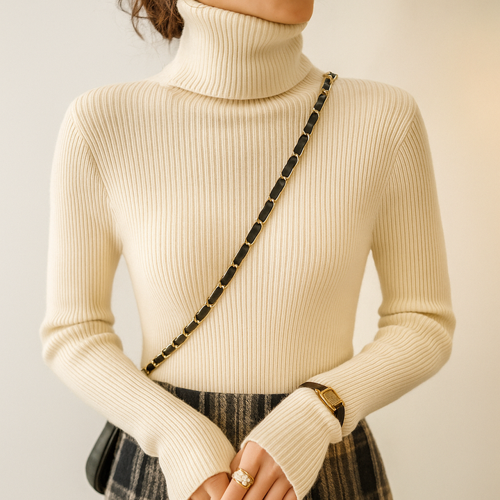 Women's Fine Ribbed Roll Neck Jumper