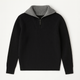 Men's ribbed quarter-zip high-neck sweater with long sleeves