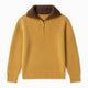 Men's ribbed quarter-zip high-neck sweater with long sleeves
