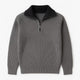 Men's ribbed quarter-zip high-neck sweater with long sleeves