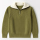 Men's ribbed quarter-zip high-neck sweater with long sleeves