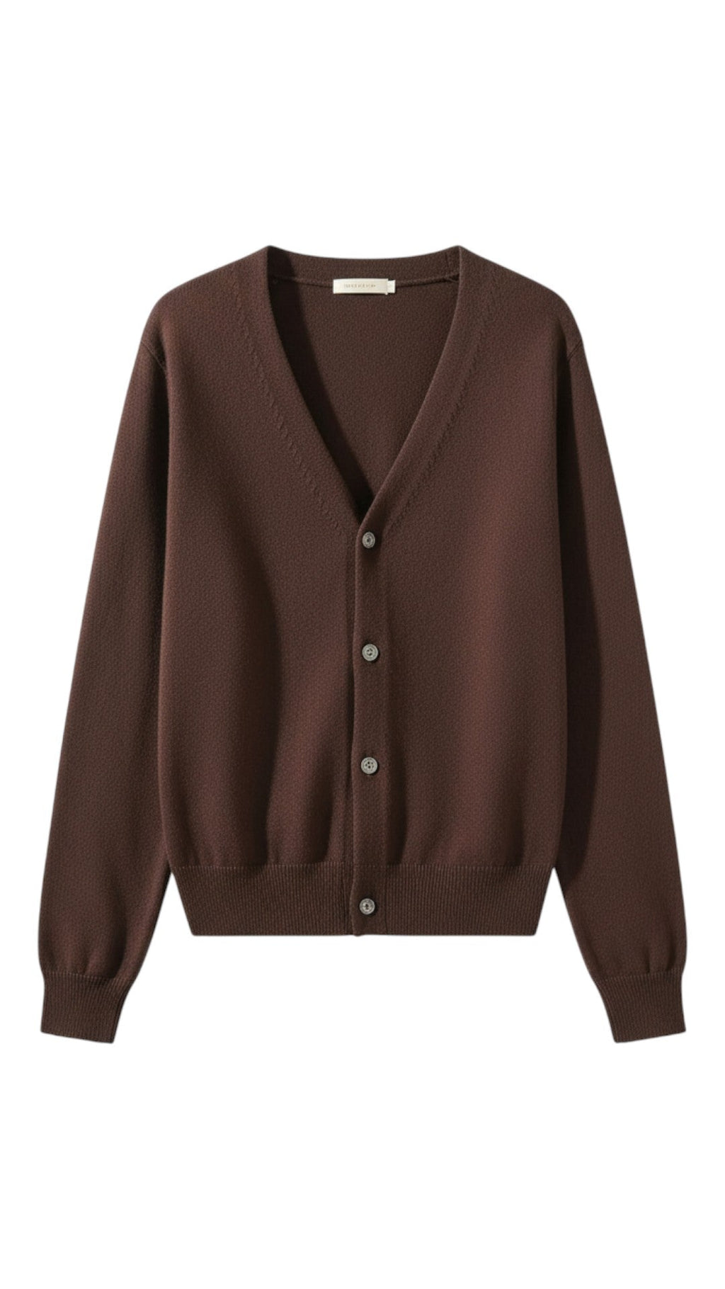 Women's long-sleeve V-neck button cardigan with ribbed trims