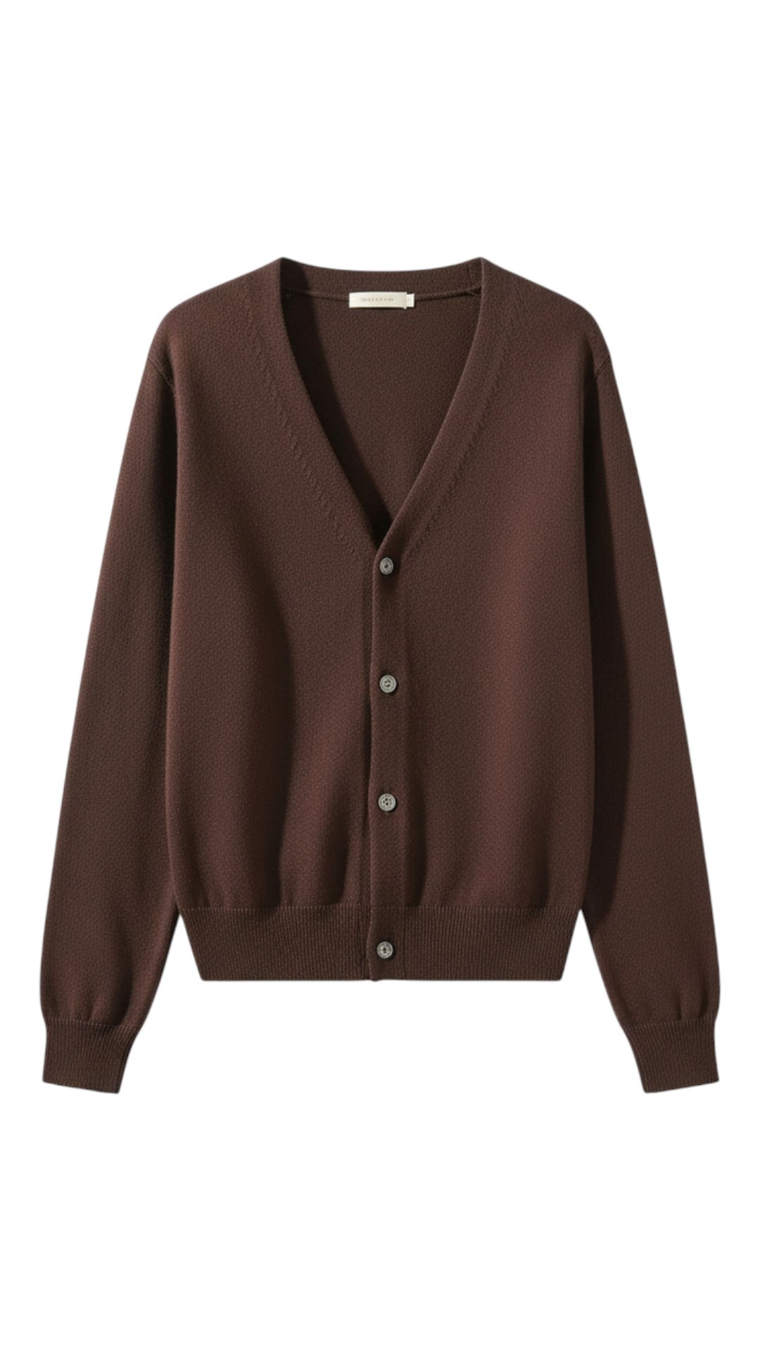 Women's long-sleeve V-neck button cardigan with ribbed trims