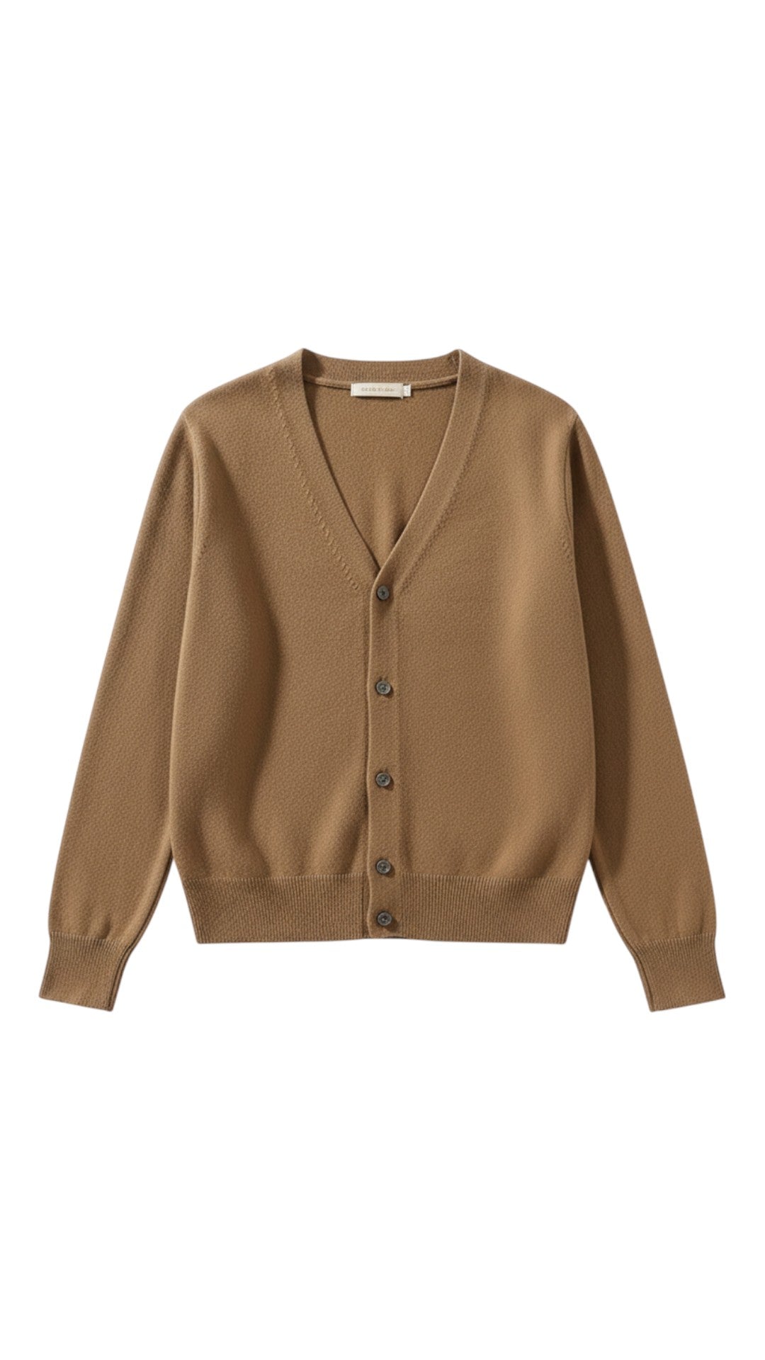 Women's long-sleeve V-neck button cardigan with ribbed trims