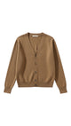 Women's long-sleeve V-neck button cardigan with ribbed trims
