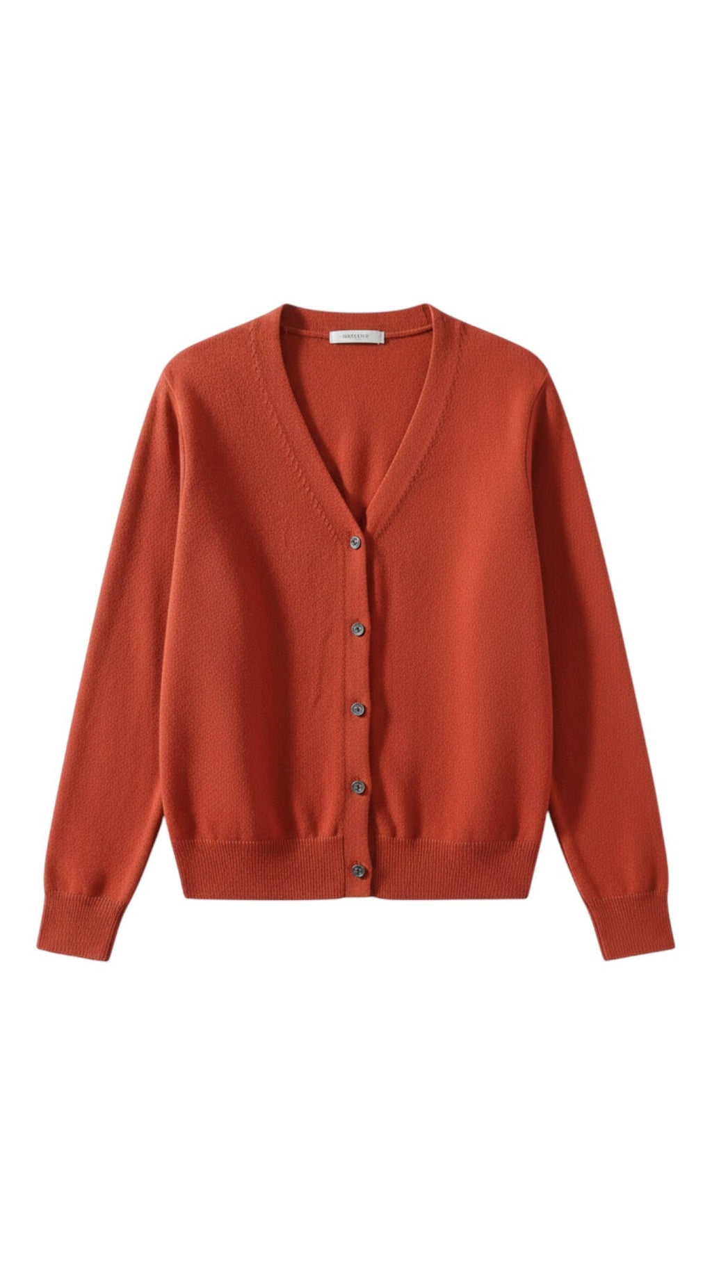 Women's long-sleeve V-neck button cardigan with ribbed trims