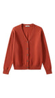 Women's long-sleeve V-neck button cardigan with ribbed trims