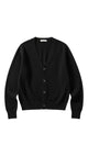Women's long-sleeve V-neck button cardigan with ribbed trims