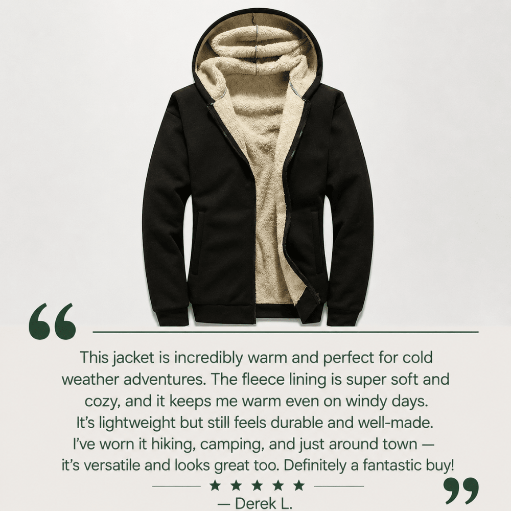 Men's sherpa-lined jacket with zip front