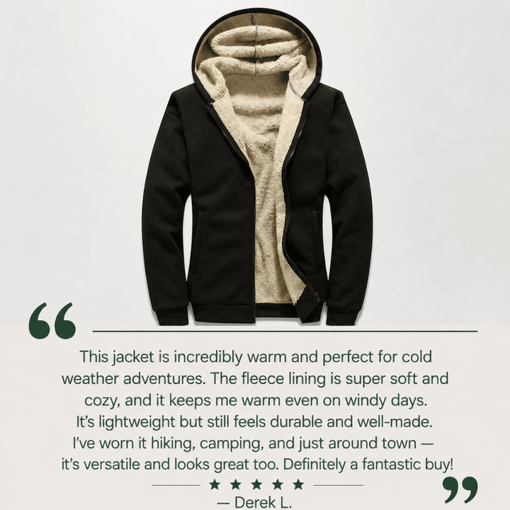 Men's sherpa-lined jacket with zip front