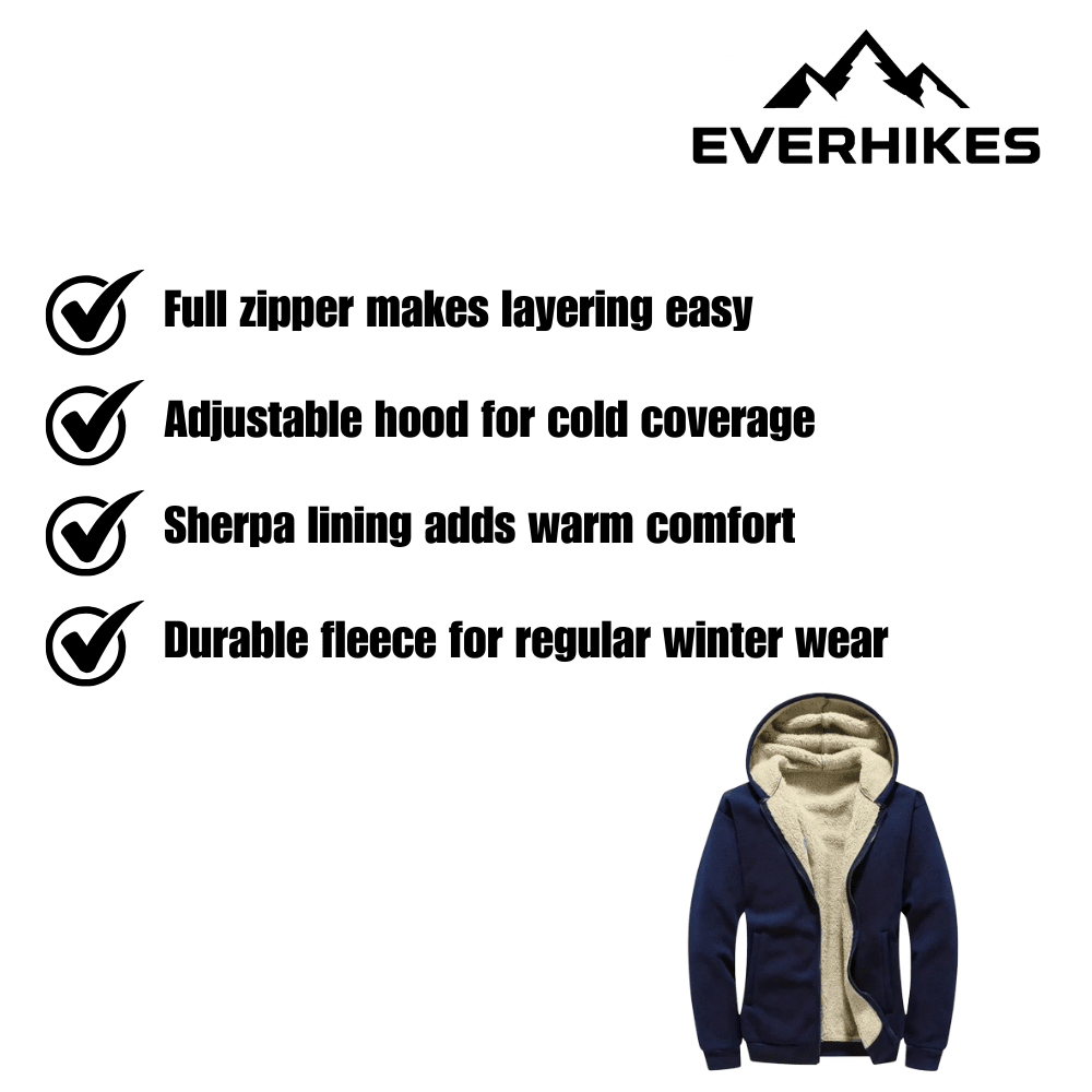 Men's sherpa-lined jacket with zip front