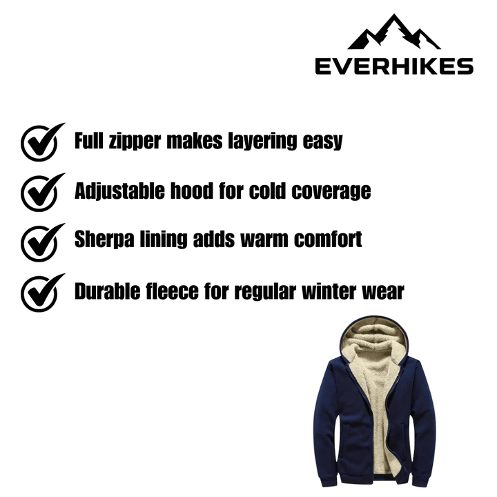 Men's sherpa-lined jacket with zip front