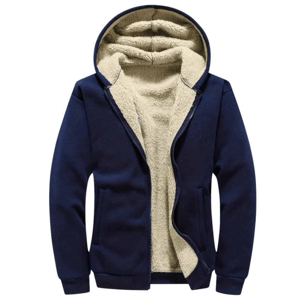 Men's sherpa-lined jacket with zip front