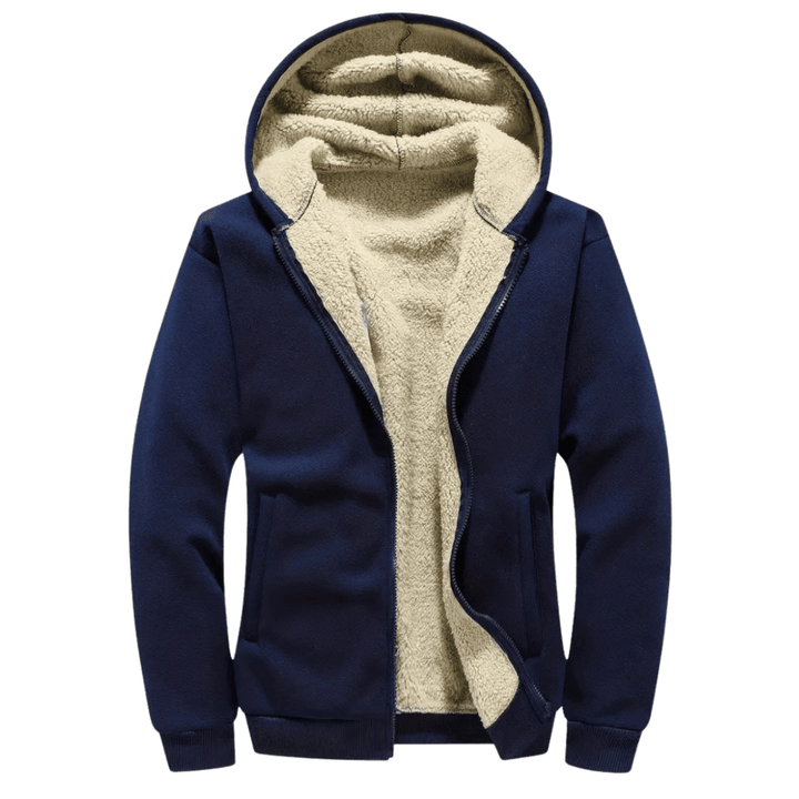 Men's sherpa-lined jacket with zip front