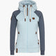 Women's hooded zip-up jacket with contrasting sleeves and pockets