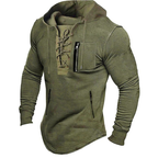 Men's lace up hoodie with chest and lower zip pockets