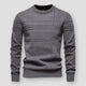 Men's crew neck sweater with raised horizontal and vertical detailing