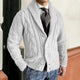 Men's chunky cable knit cardigan with shawl collar and button front